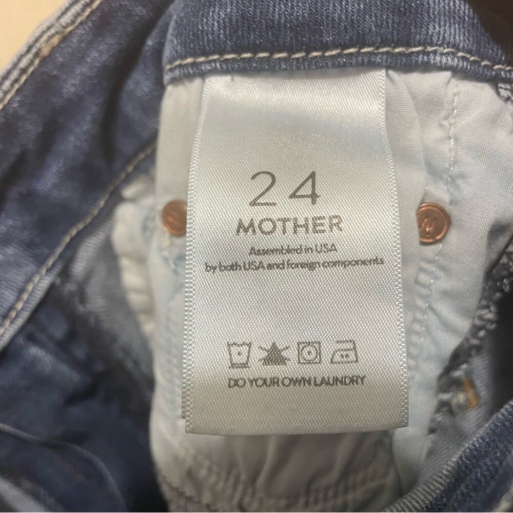 Mother High Waisted Looker Ankle Fray Jeans-Not Rough Enough Medium Wash size 24 - Picture 7 of 16